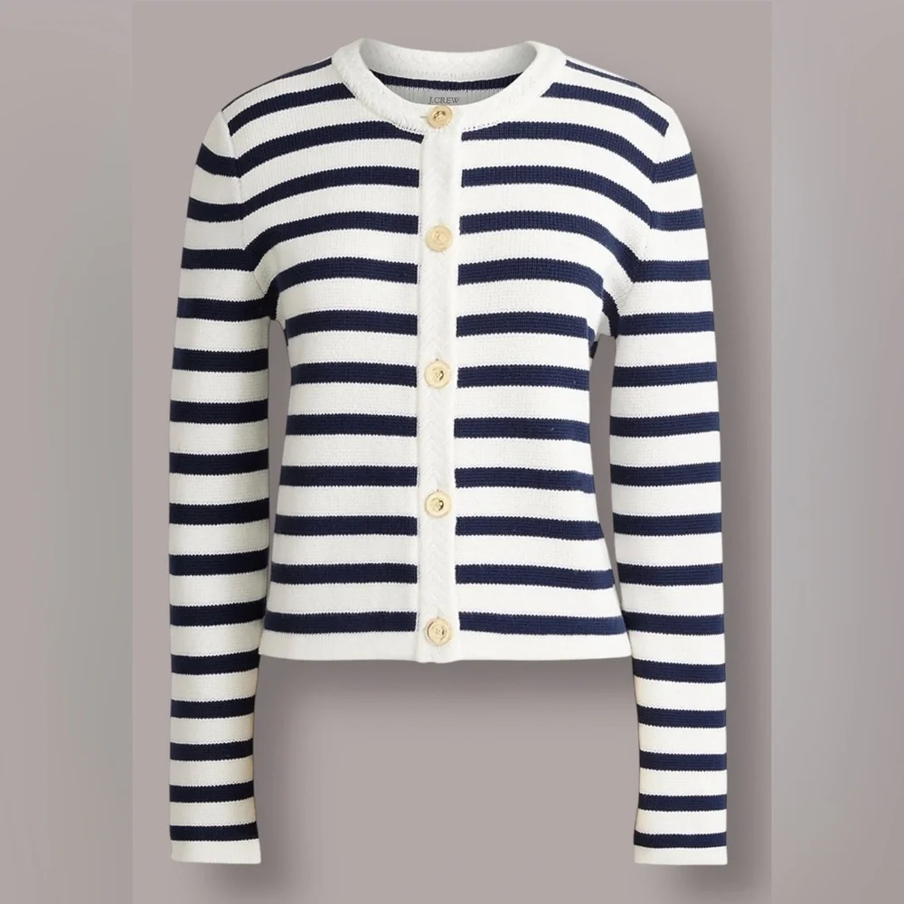 J. Crew‎ Striped Cotton Lady Jacket Cardigan